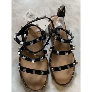 NEW - Astrid Studded Sandals - A New Day, Size 5 Ladies Ankle Straps Black Flat
